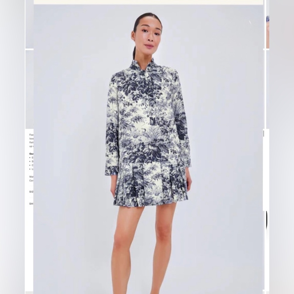 TUCKERNUCK TATE NAVY BLUE TOILE DRESS
